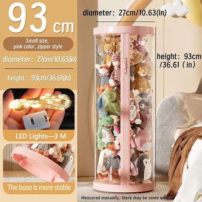 Transparent Doll & Plush Toy Storage Box — DIY Zipper Organizer Tube for Kids’ Toys, Christmas Gift, and Home Use