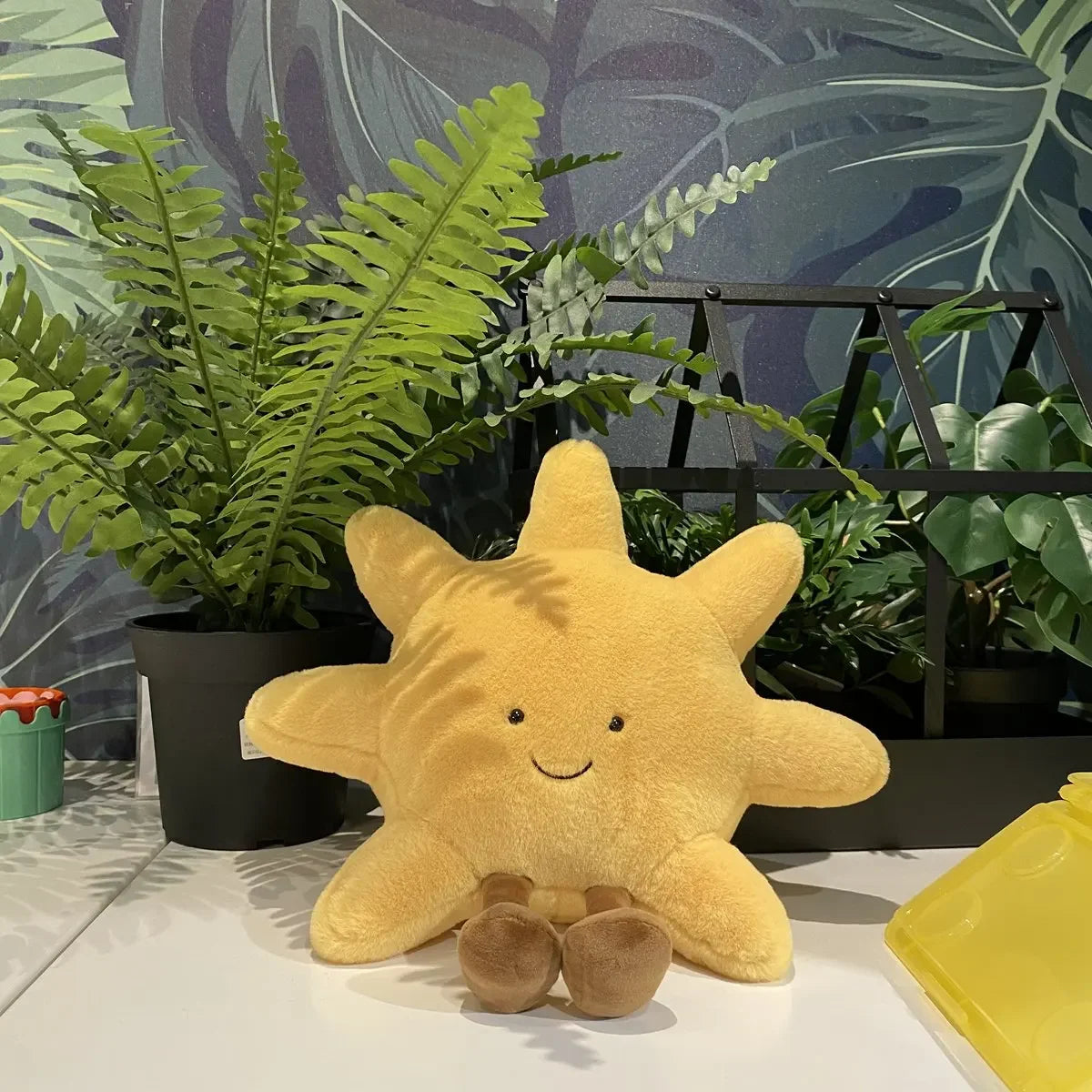Smile Face Moon & Sun Plush Cushion – Cute Weather Stuffed Toy for Kid's Bedroom Decor & Sofa Throw Pillow