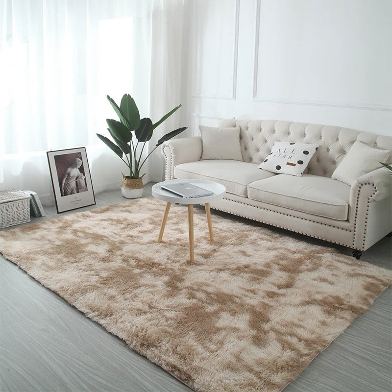 VIKAMA Tie-Dye Plush Carpet – Soft Fluffy Non-Slip Rug for Living Room, Kids’ Room & Baby Crawling Mat
