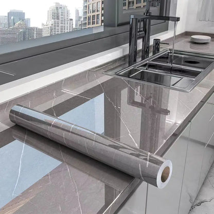 Marble Kitchen Oil-Proof Film - Self-Adhesive Waterproof Wallpaper for Stove, Countertop, Cabinet, Tile Renovation