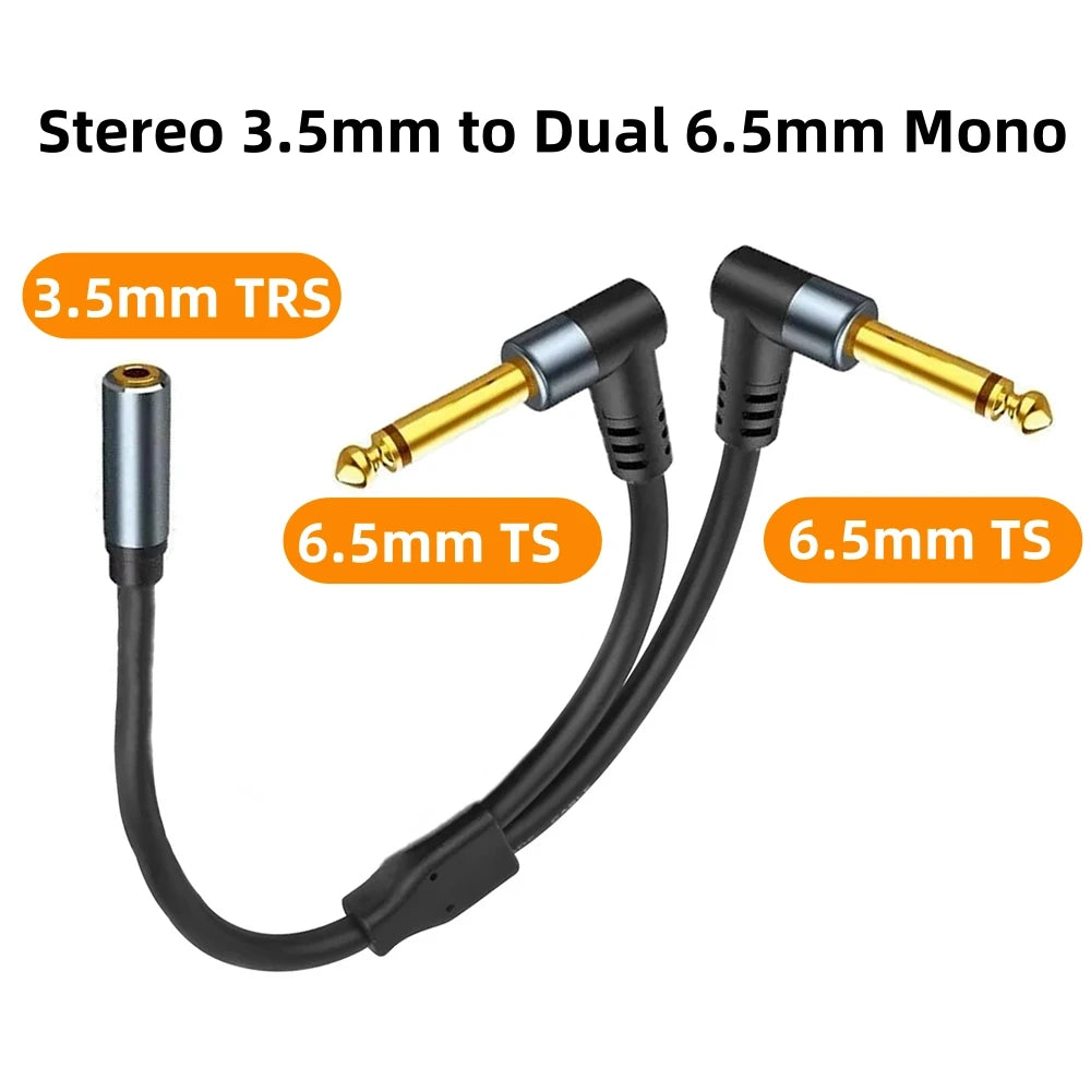 3.5mm to Dual 6.35mm Audio Splitter Cable - TRS Y Adapter for Amplifiers, Speakers & Mixers
