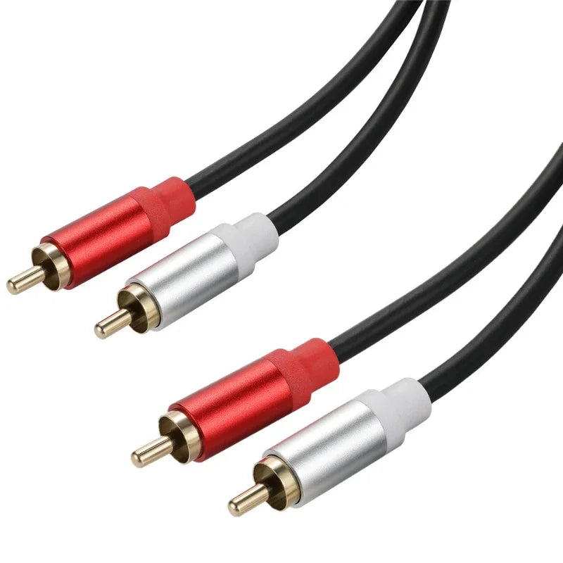Gold Plated RCA Male to Dual RCA Male Audio Video Cable with Metal Shell High Quality Stereo Twin RCA Connector Wire Cord