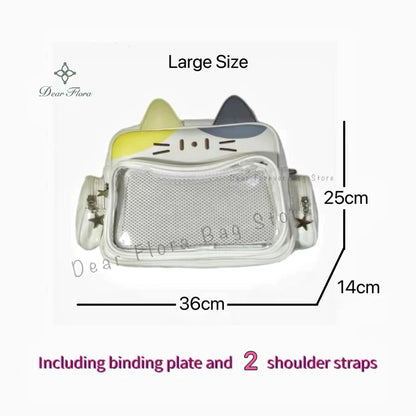 Y2K Korean Kawaii Cat Ita Bag — Cute PU Transparent Shoulder & Crossbody Bag for Girls, Harajuku Style Backpack