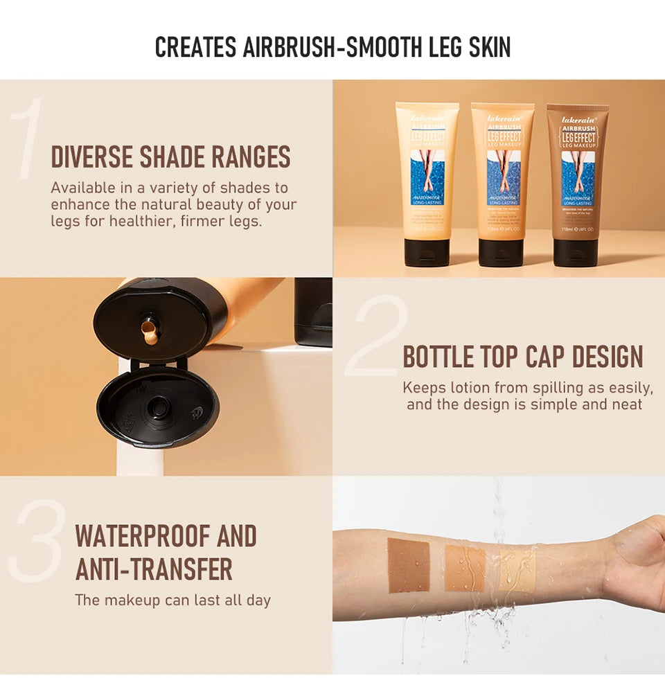 Leg Makeup Lotion – Waterproof Long-Lasting Body Foundation & Tanning Cream for Even Skin Tone, Medium Bronze