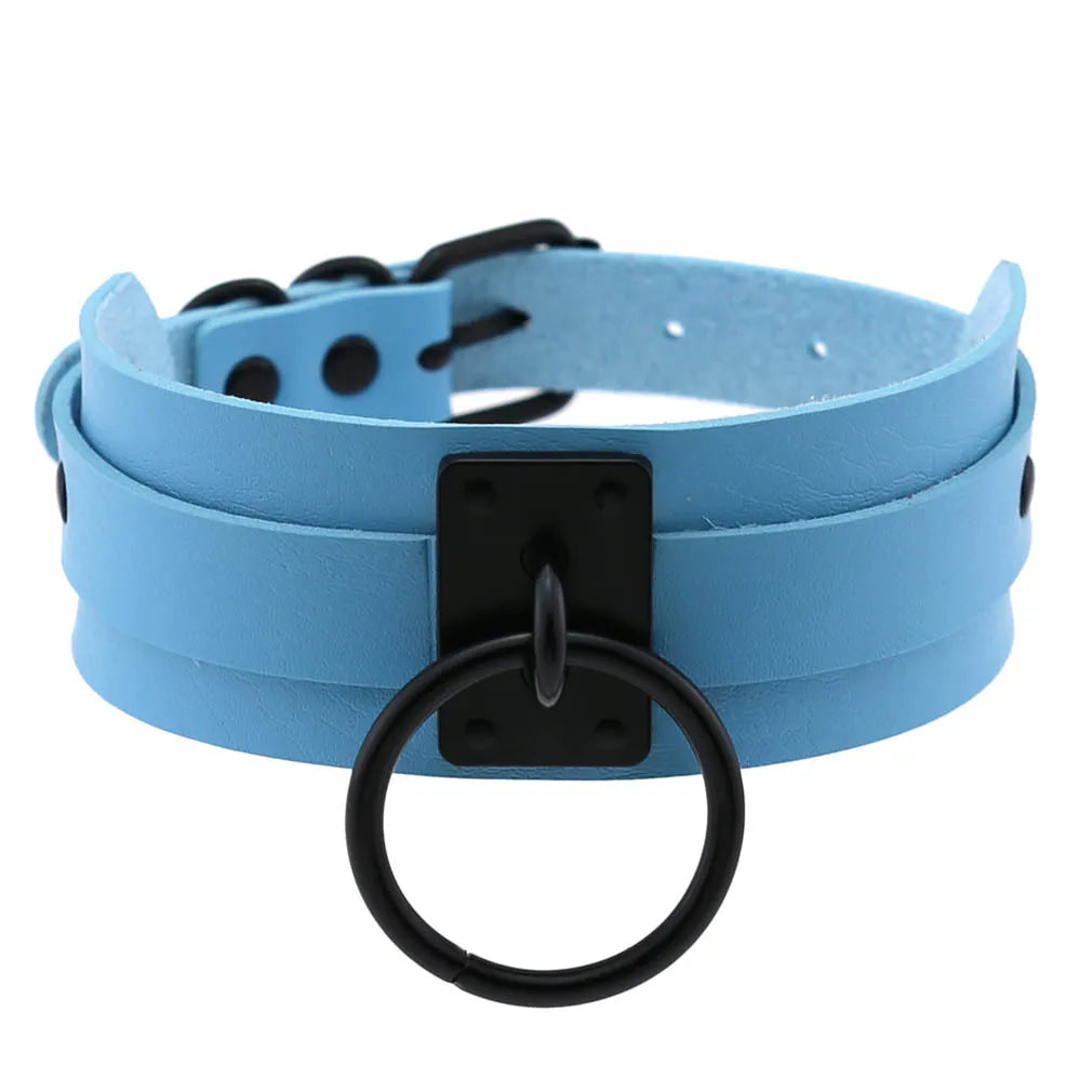Punk Black O-Ring Leather Choker Necklace for Women – Gothic Emo Harajuku Rock Jewelry
