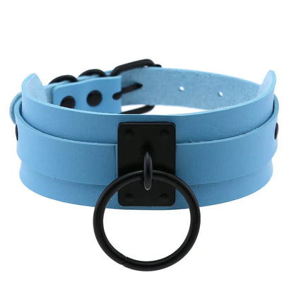 Punk Black O-Ring Leather Choker Necklace for Women – Gothic Emo Harajuku Rock Jewelry