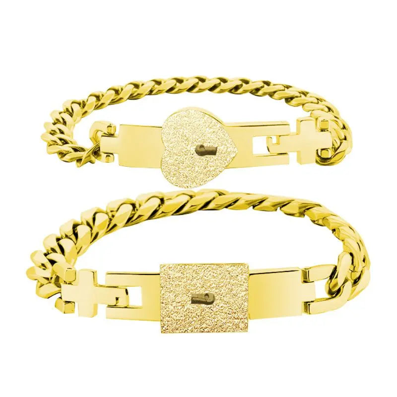 2-Piece Couple Bracelets Set – Heart Lock and Key Fashion Bangle Jewelry, Romantic Gift for Him and Her