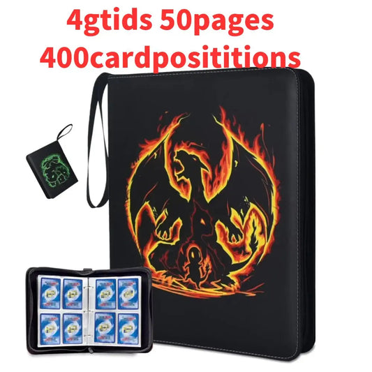 Pokemon Trading Card Binder – Custom Collection Holder with 50 Sleeves, 400 Pockets for Cards