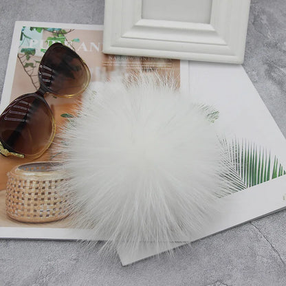 Luxury 15cm Fluffy Real Raccoon Fur Pom Pom Keychain – High-Quality Metal Ring Pendant for Women