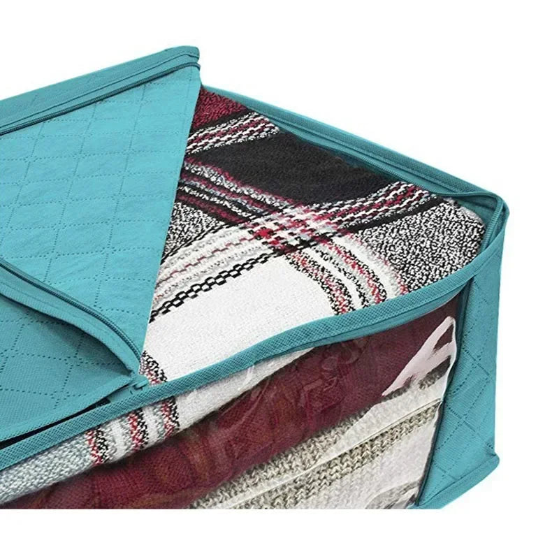 Large Capacity Foldable Clothing Storage Box — Non-Woven Fabric Organizer with Zipper for Quilts and Clothes