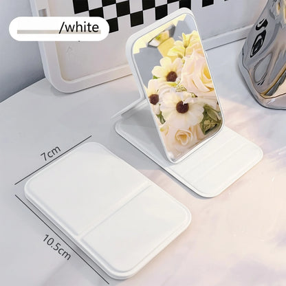 Portable Folding Makeup Mirror - HD Mini Desktop Stand-Up Mirror for Girls, Travel & Daily Beauty