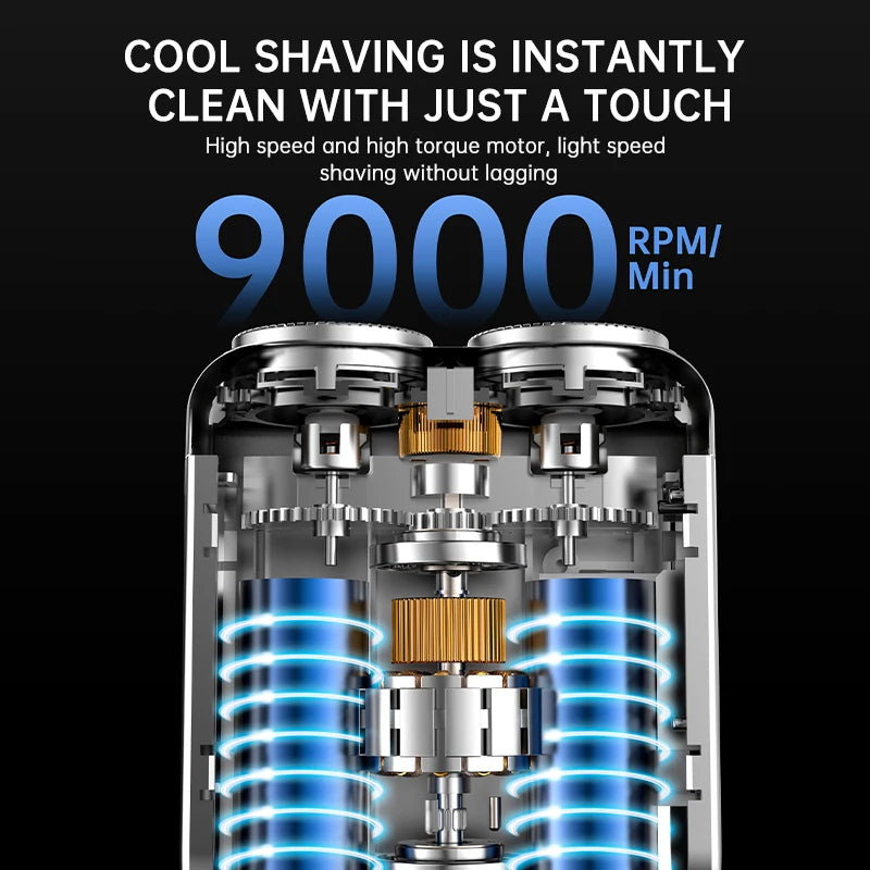 Mini Electric Smart Shaver – Household & Car Use, Dual Blade Rechargeable Beard Trimmer with Digital Display