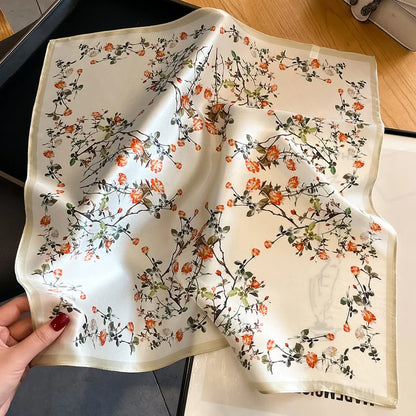 New 2024 Pashmina Scarf – 100% Mulberry Silk Small Shawl, Summer Beach Poncho, Women’s Hijab, Bandana & Kerchief 53x53cm