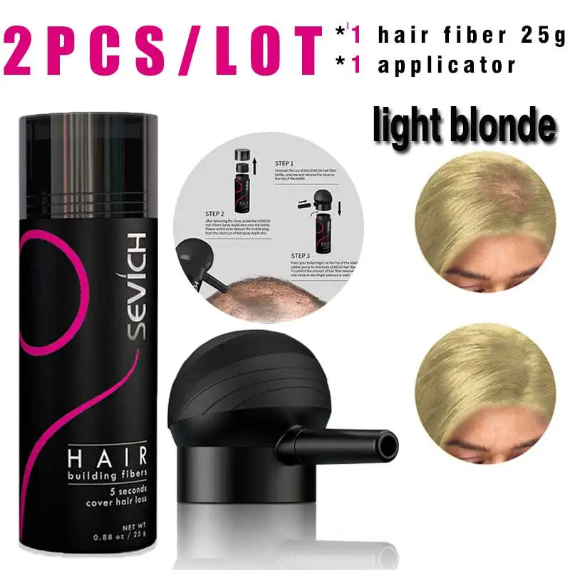 SEVICH Hair Building Fiber Set – Hair Loss Concealer for Sparse or Bald Spots with Keratin Fiber Powder Applicator