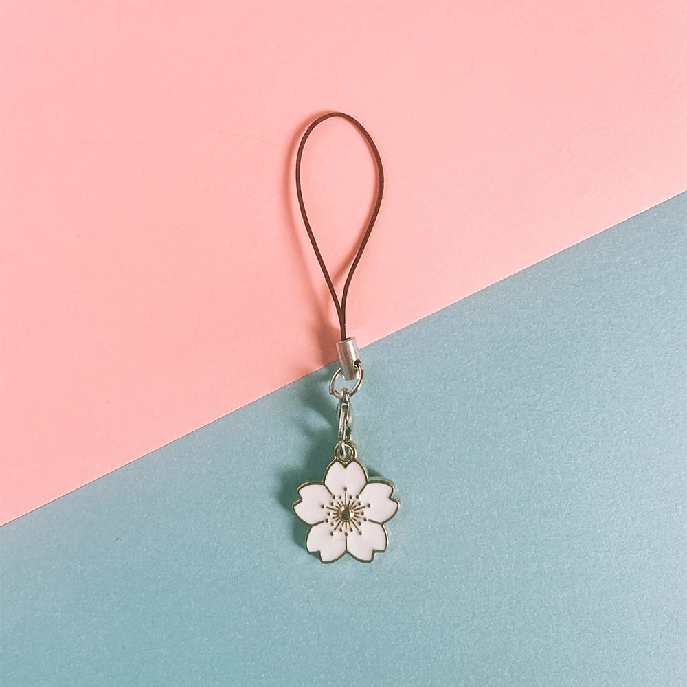 Enamel Flower Phone Lanyard - Floral Keychain Strap Bag Pendant Accessory Gift for Girls