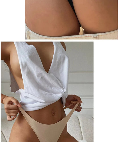 Ice Silk Seamless Thong Panties for Women – Soft Satin Bikini Underwear, Thin Band Tangas Mujer