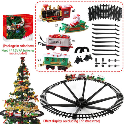 Battery Operated Railway Train with Sound & Light – Electric Christmas Tree Top Star Track Toy for Kids