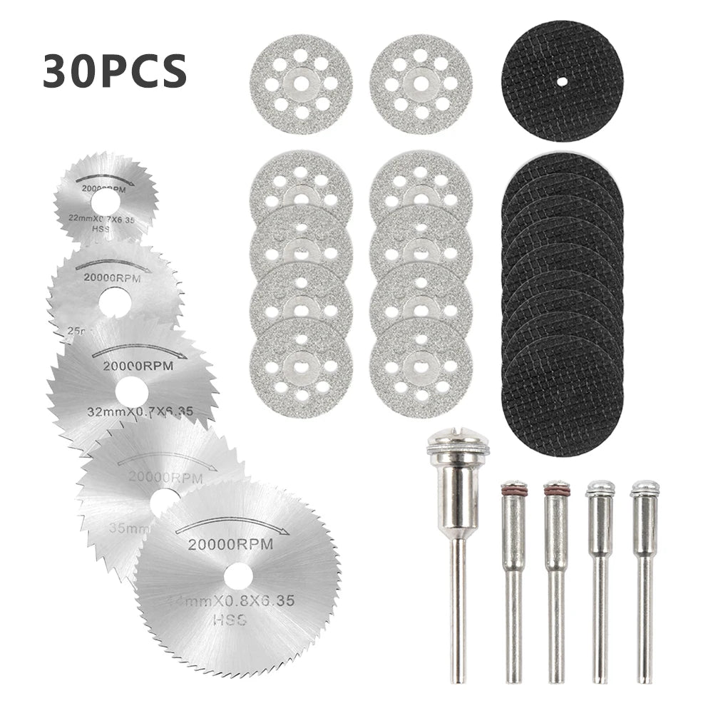 6-32Pcs Mini Circular Saw Blade Set - Sanding Grinding Cutting Discs for Dremel Rotary Tools & Metal Projects
