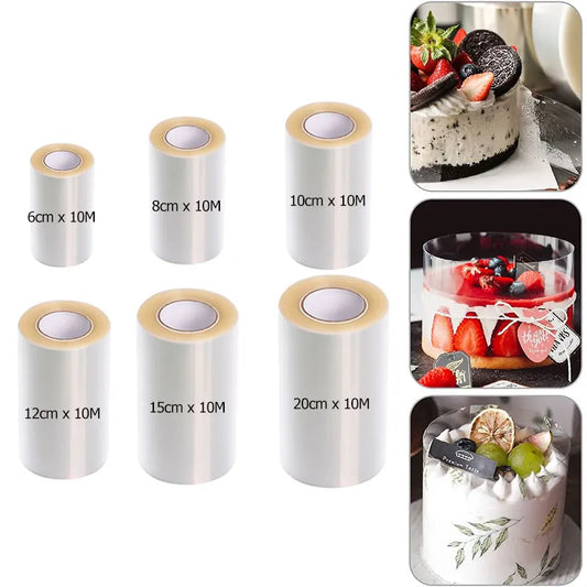 10M Acetate Roll Cake Collar: Transparent Mousse Surround Film - Perfect for Chocolate Mousse Cake Decoration, Various Sizes Available