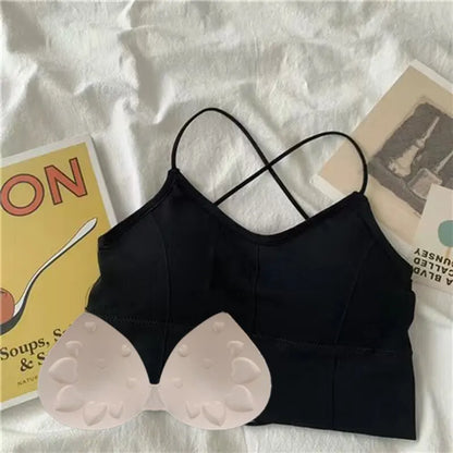 Women's Cross Strap Sports Bra Top - Push-Up Yoga Gym Crop Top - Fitness Brassiere with Breathable Fabric