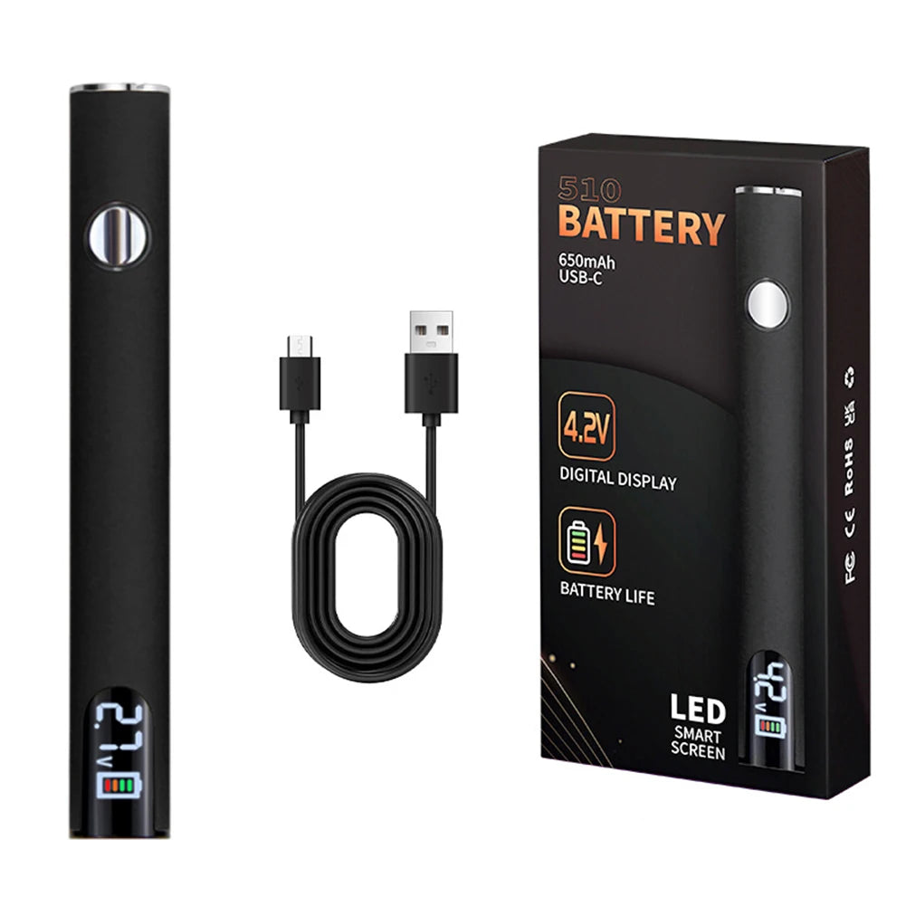 510 Thread 650mAh Smart Battery Pen – USB Rechargeable Mini Power Tool for Cartridge & Soldering Repair Welding Kit