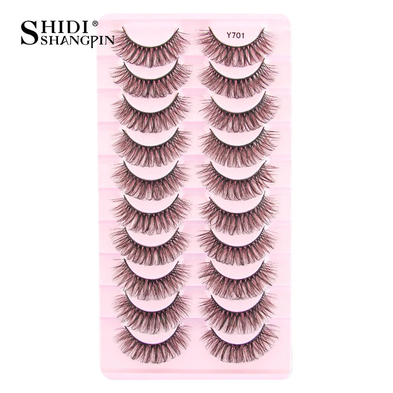 SHIDISHANGPIN 5/10 Pairs Cat Eye False Lashes – 3D Mink Half Lashes, Eyelash Extensions for Natural Makeup, Faux Cils Maquiagem