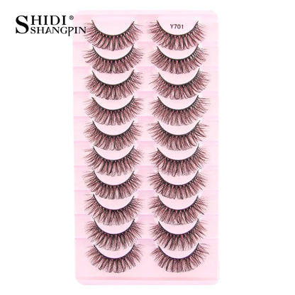 SHIDISHANGPIN 5/10 Pairs Cat Eye False Lashes – 3D Mink Half Lashes, Eyelash Extensions for Natural Makeup, Faux Cils Maquiagem