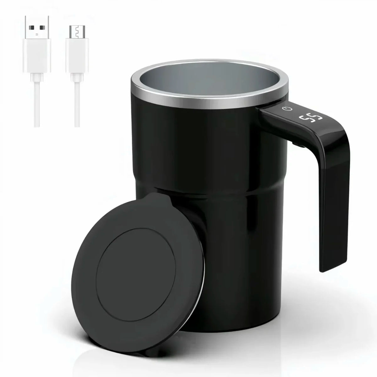 380ml Electric Self-Stirring Coffee Mug – USB Rechargeable Magnetic Mixing Cup with Digital Display and IP67 Waterproof Rating
