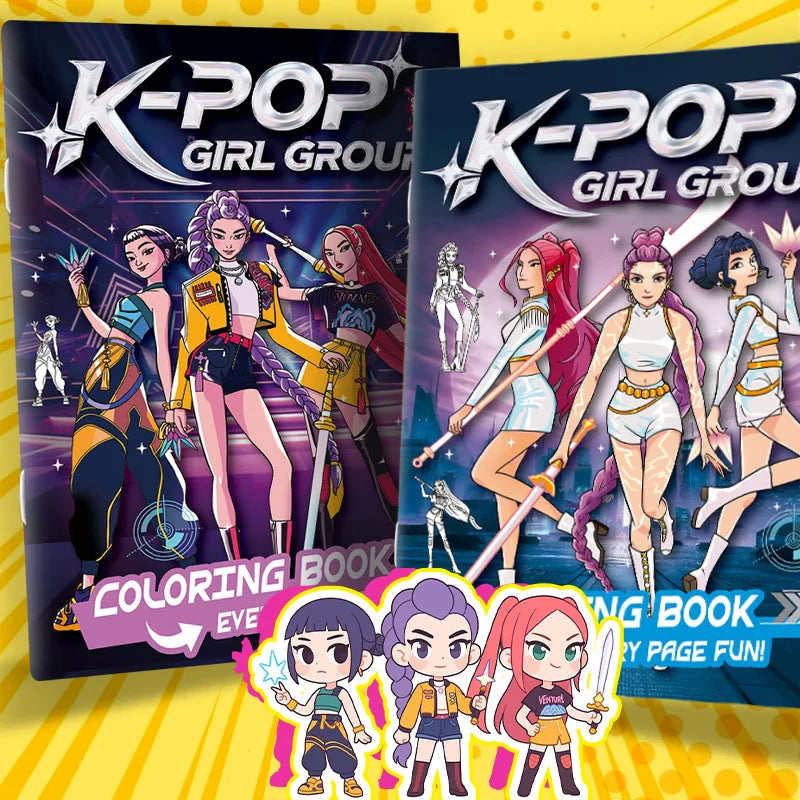 2025 KPop Demon Hunter Coloring Book – Line Drawing Picture Book, Painting Activity for Kids, Birthday Gift