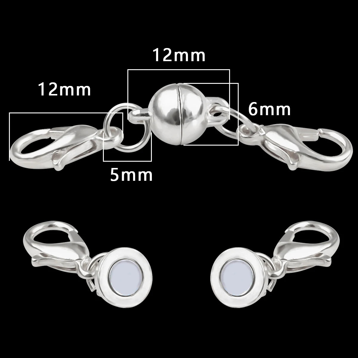 Magnetic Jewelry Clasp - Strong Metal End Connectors with Lobster Clasp for DIY Bracelets & Necklaces