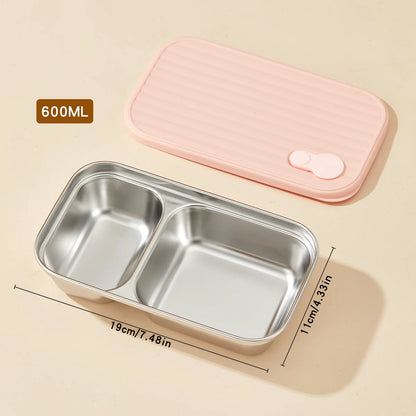WORTHBUY 304 Stainless Steel Lunch Box with Lid — Portable Leak-Proof Stackable Bento Box for Fruit, Salad, and Food Storage, Ideal for Students
