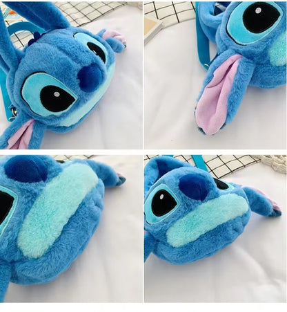 Disney Lilo & Stitch Plush Messenger Bag – Kawaii Anime Handbag for Girls, Stuffed Cartoon Plushie Soft Bag for Kids