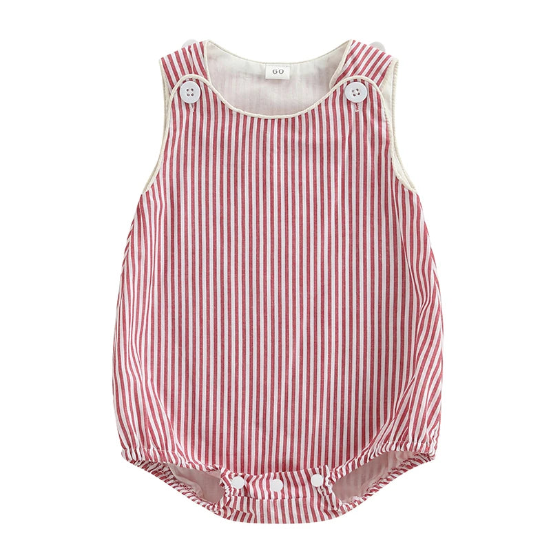 Infant Striped Sleeveless Romper - Baby Snap Closure Summer Jumpsuit