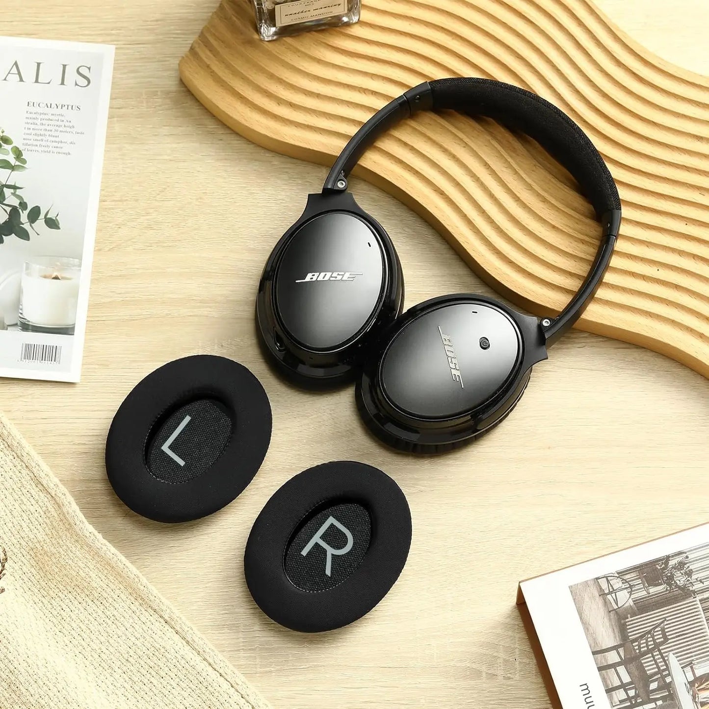 QC45 Cooling-Gel Ear Pads – Compatible with Bose QC35/QC35II, Noise-Isolating Replacement Cushions