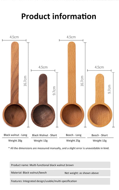 Wooden Measuring Spoon – Coffee Bean, Tea, Sugar & Spice Scoop, Kitchen Measuring Tool & Coffee Accessory