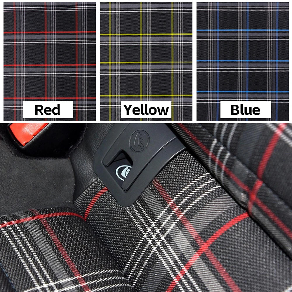 JDM Plaid Car Seat Cover Fabric - 1 × 1.5M Vintage Classic Interior Upholstery Cloth