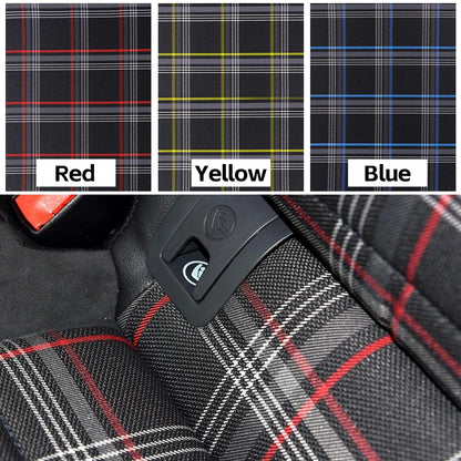 JDM Plaid Car Seat Cover Fabric - 1 × 1.5M Vintage Classic Interior Upholstery Cloth