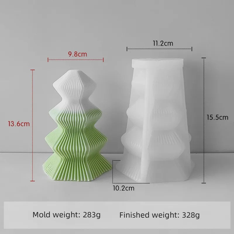 3D Origami Christmas Tree Silicone Mold — DIY Aroma Candle, Plaster & Gel Mold for Handmade Creative Holiday Decorations