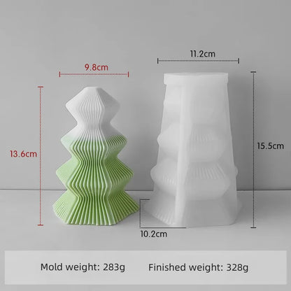 3D Origami Christmas Tree Silicone Mold — DIY Aroma Candle, Plaster & Gel Mold for Handmade Creative Holiday Decorations