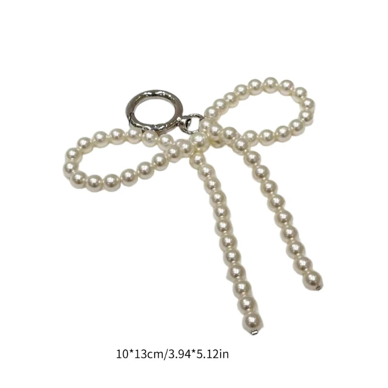 Fashion Pearl Bowknot Keychain Pendant – Hanging Ornament Charm for Backpack, Keyring Jewelry for Girls & Women