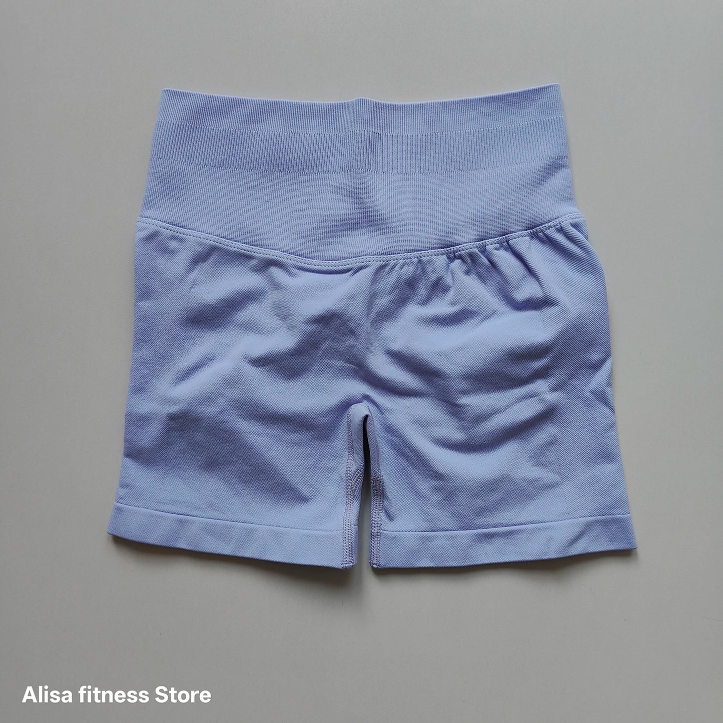Summer High Waisted Yoga Shorts - Seamless Tummy Control Fitness Running Shorts with Solid Color Stretch Leggings Style