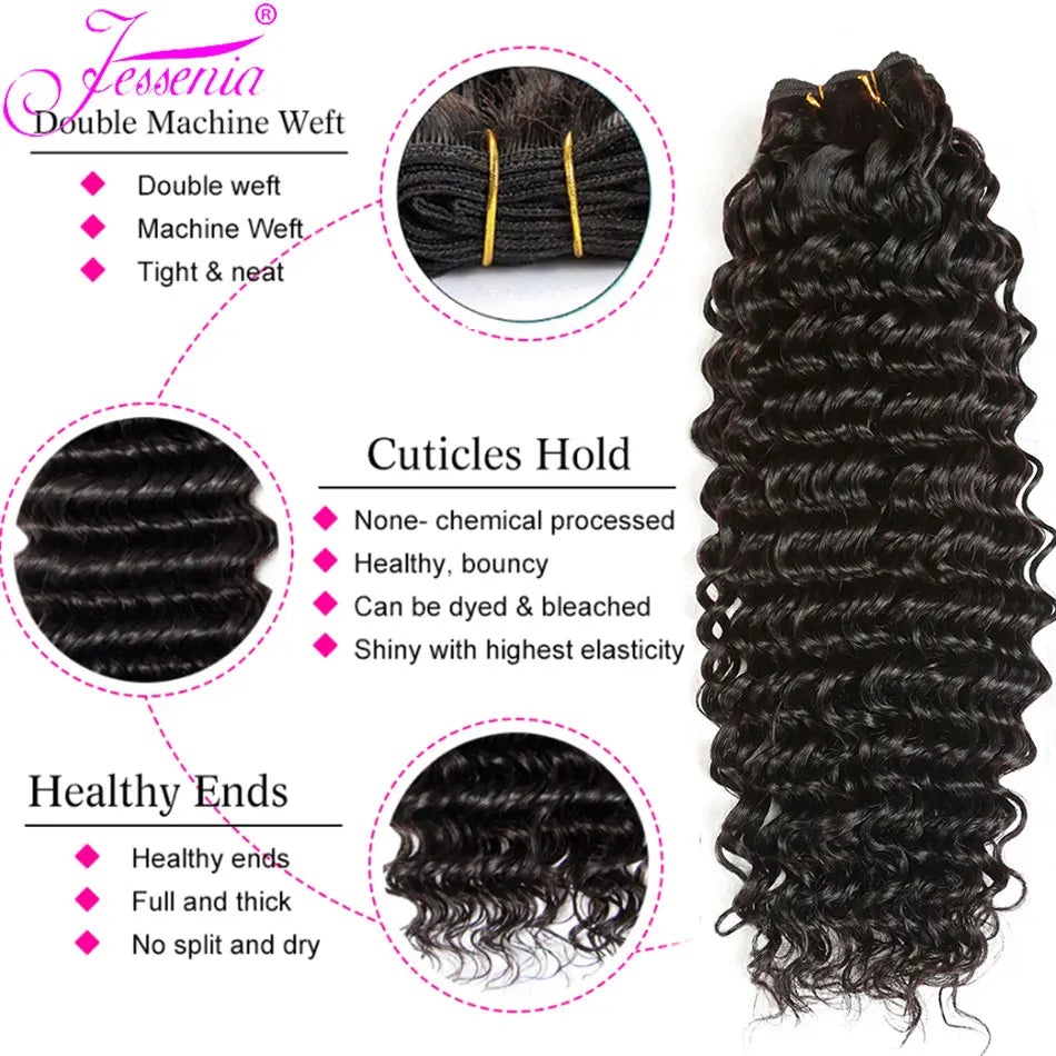 Raw Brazilian Loose Deep Wave Human Hair Bundles - Unprocessed Virgin Hair 4 Bundle Set (8–32 Inch)