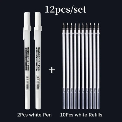 12pcs Set 0.8mm Metallic Paint Markers – Permanent Gold, Silver & White Pens for Graffiti, Writing & Drawing