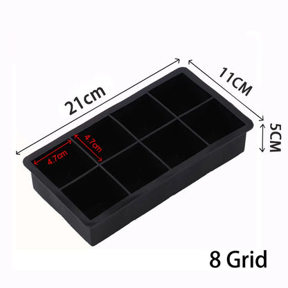 Large Silicone Ice Cube Tray — 4/6/8/15 Grid Mold for Bar, Pub, DIY Ice Blocks