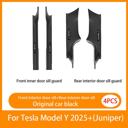 Tesla Model Y Juniper 2025+ Door Threshold Strips – ABS Anti-Scratch & Dirt-Resistant Interior Accessories for Front & Rear Doors