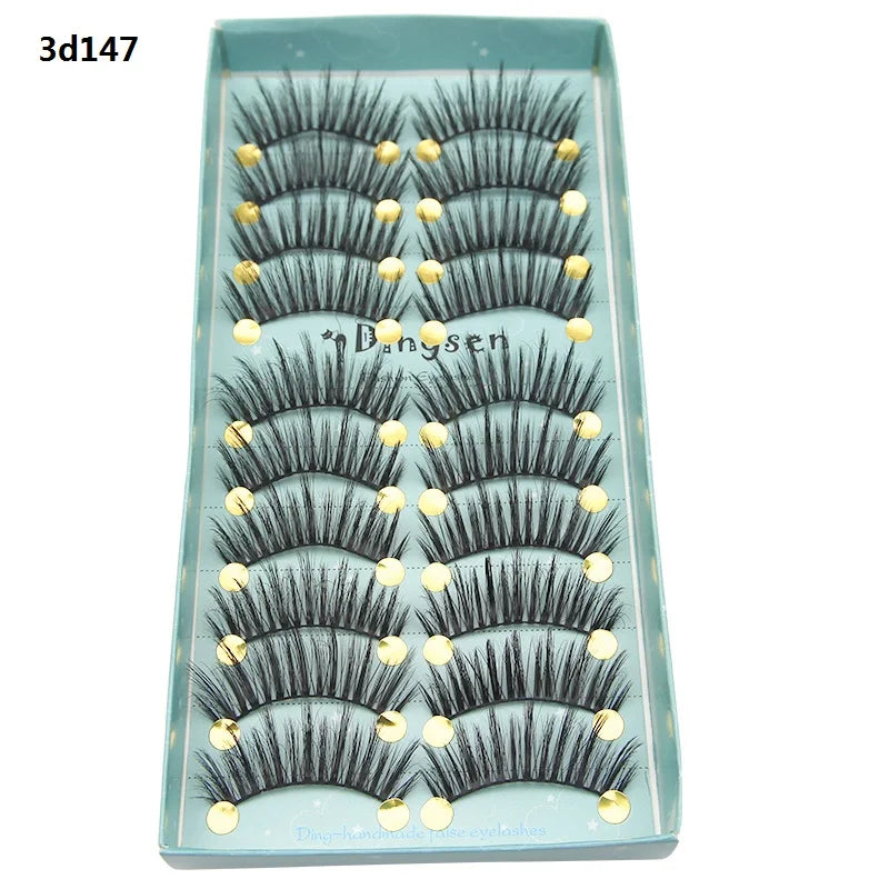 DINGSEN 10 Pairs Handmade Eyelash Fans – Individual False Lashes for Beauty & Makeup, Factory Price