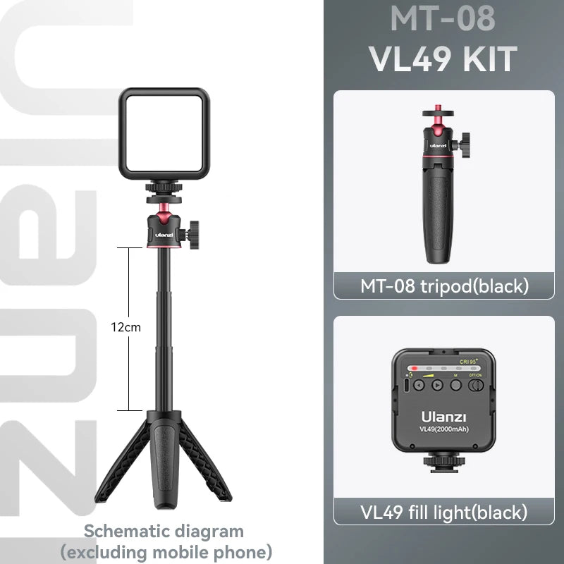 Ulanzi MT-08 Mini Tripod – White Foldable Monopod Mount with 1/4'' Universal Tripod for DSLR, Android & iPhone Smartphones