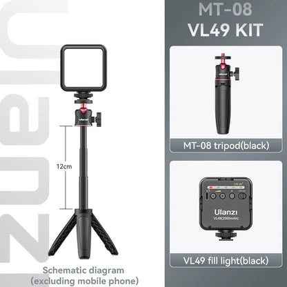 Ulanzi MT-08 Mini Tripod – White Foldable Monopod Mount with 1/4'' Universal Tripod for DSLR, Android & iPhone Smartphones