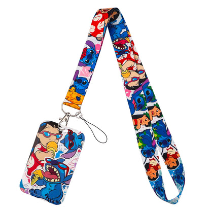 Cartoon Stitch Credential Holder Lanyard – Cute Neck Strap for Keychain, Pass & Credit Card Holder Accessories