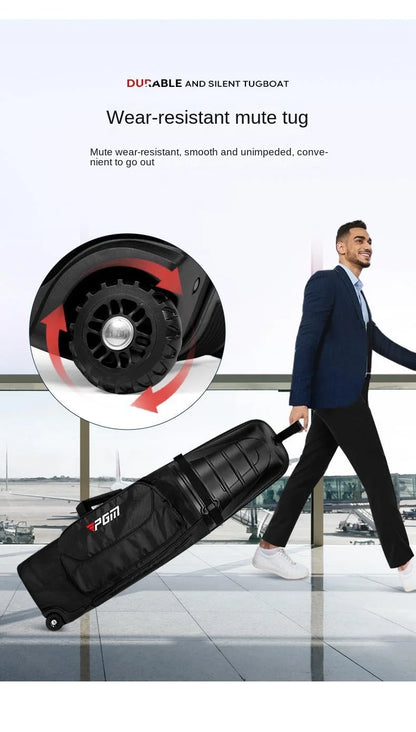 PGM Golf Aviation Bag – Hard Shell Anti-Collision Travel Bag with Roller Skating Belt, Men & Women, HKB014